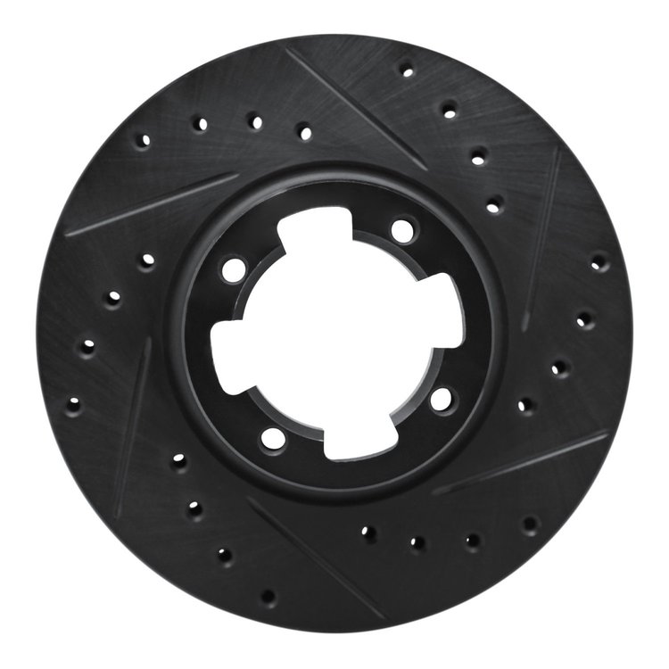 633-13031R Drilled/Slotted Brake Rotor [Black], 1983-1989 Subaru, Position: Front Right