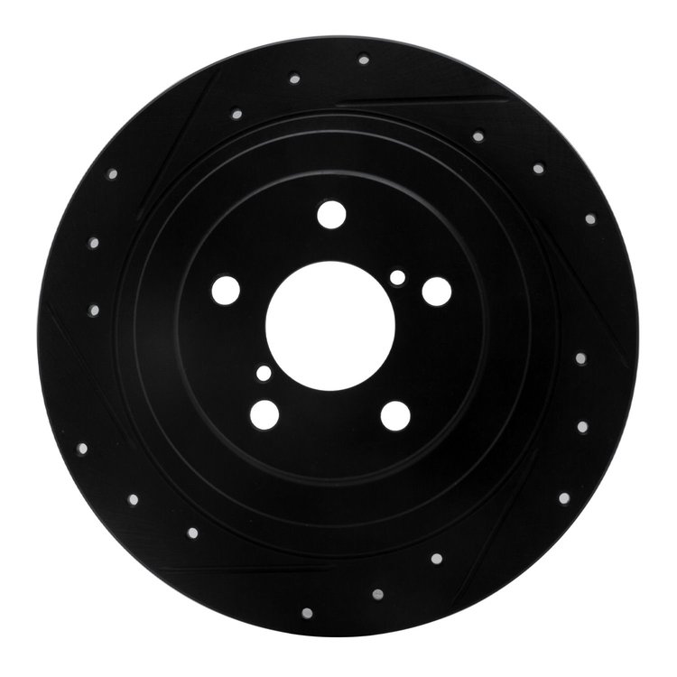 633-13032L Drilled/Slotted Brake Rotor [Black], 2000-2006 Subaru, Position: Rear Left