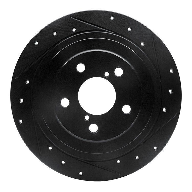 633-13032R Drilled/Slotted Brake Rotor [Black], 2000-2006 Subaru, Position: Rear Right