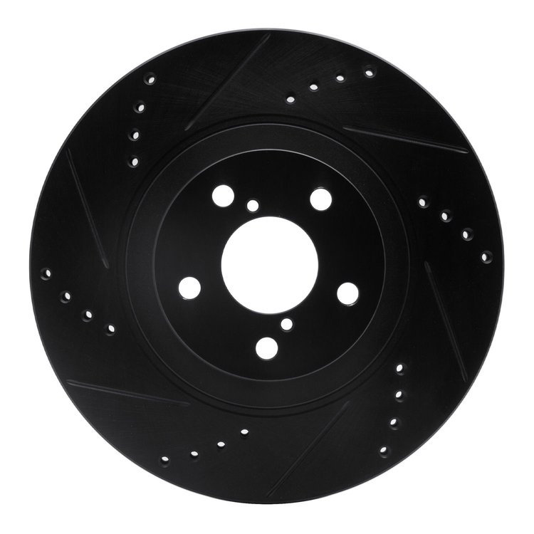 633-13034L Drilled/Slotted Brake Rotor [Black], Fits Select Multiple Makes/Models, Position: Front Left