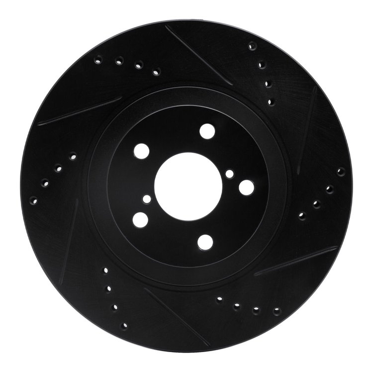 633-13034R Drilled/Slotted Brake Rotor [Black], Fits Select Multiple Makes/Models, Position: Front Right