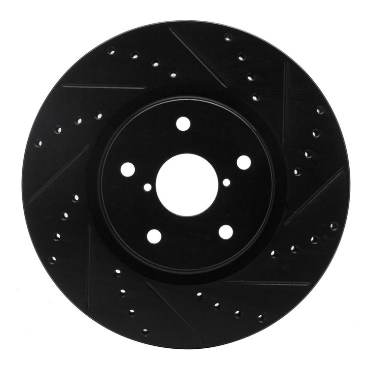 633-13035R Drilled/Slotted Brake Rotor [Black], 2006-2021 Subaru, Position: Front Right