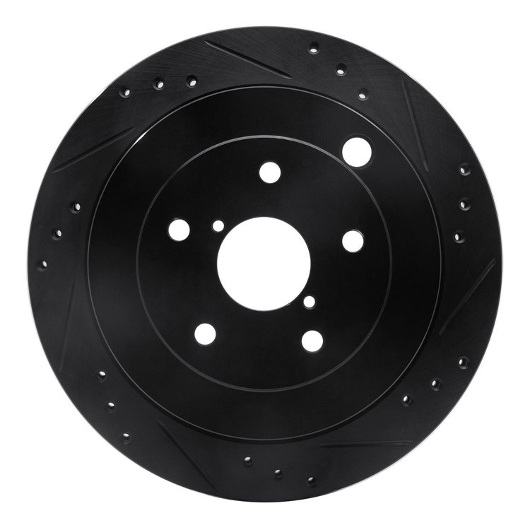 633-13036R Drilled/Slotted Brake Rotor [Black], 2006-2014 Subaru, Position: Rear Right