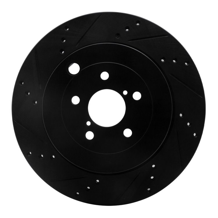 633-13040L Drilled/Slotted Brake Rotor [Black], 2017-2020 Multiple Makes/Models, Position: Rear Left