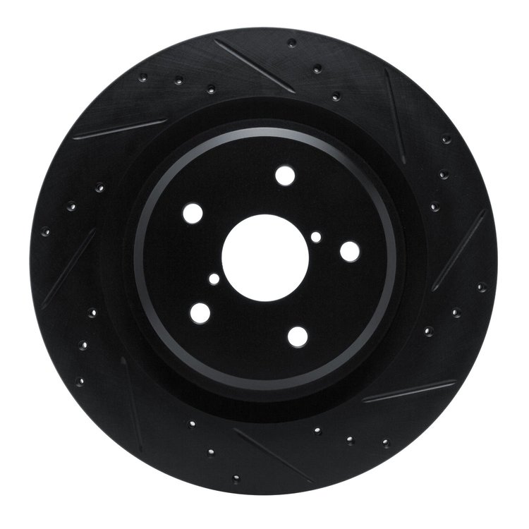 633-13044R Drilled/Slotted Brake Rotor [Black], Fits Select Subaru, Position: Rear Right