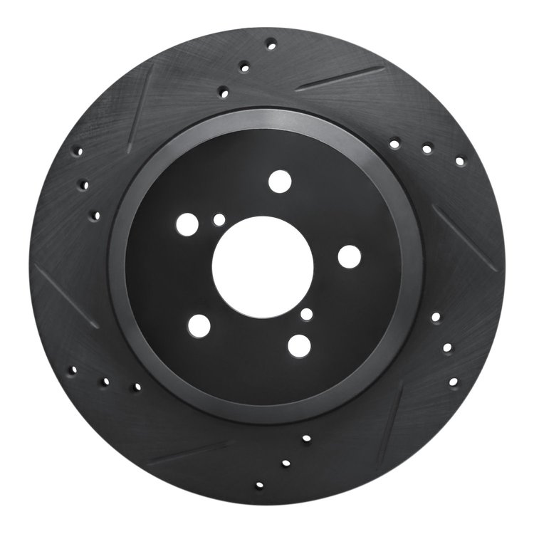 633-13047L Drilled/Slotted Brake Rotor [Black], Fits Select Subaru, Position: Rear Left