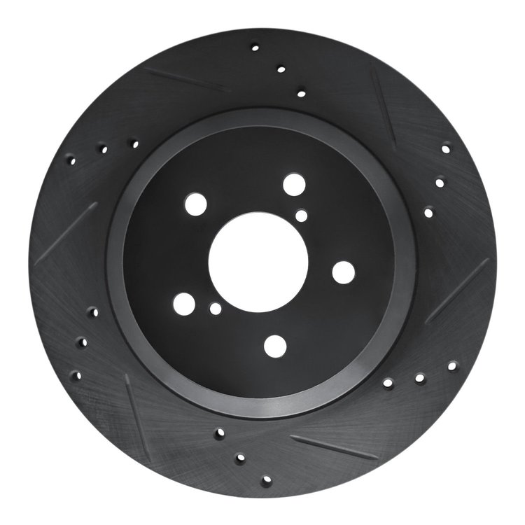 633-13047R Drilled/Slotted Brake Rotor [Black], Fits Select Subaru, Position: Rear Right
