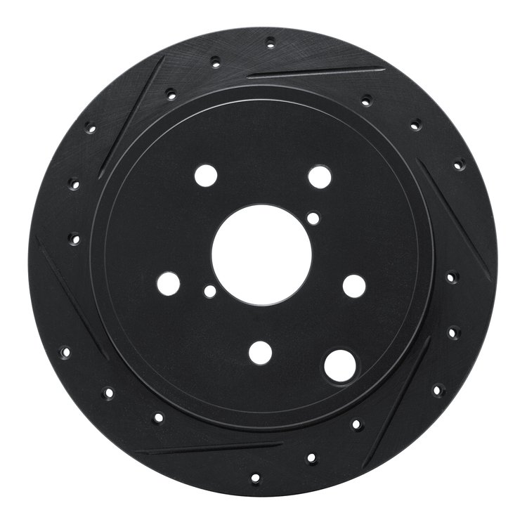 633-13050L Drilled/Slotted Brake Rotor [Black], Fits Select Subaru, Position: Rear Left