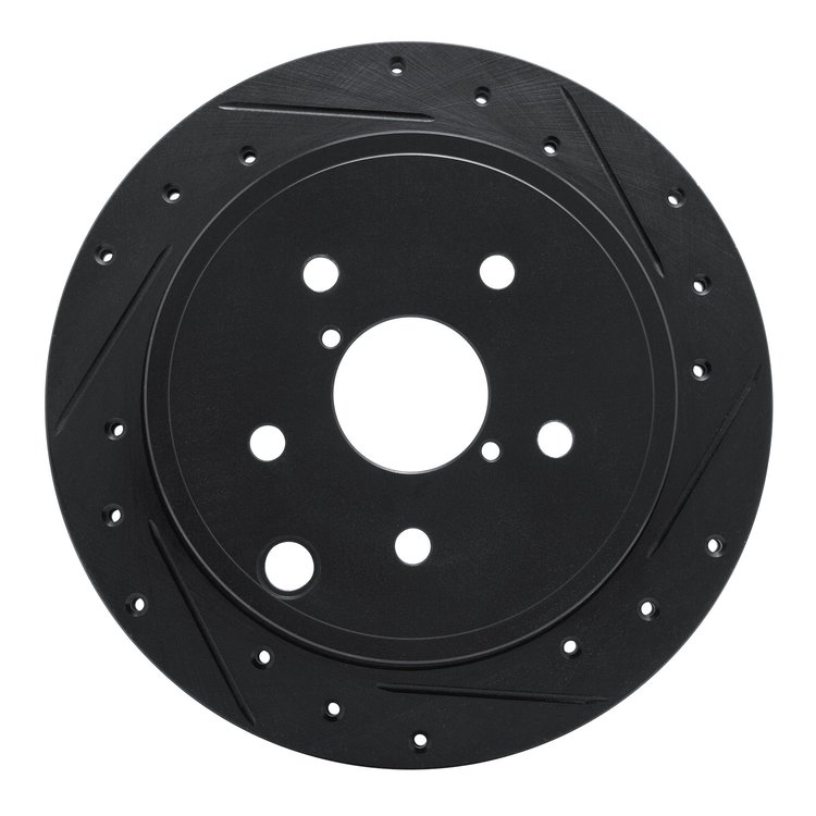 633-13050R Drilled/Slotted Brake Rotor [Black], Fits Select Subaru, Position: Rear Right