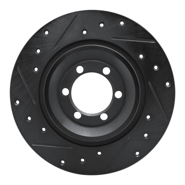 633-16003L Drilled/Slotted Brake Rotor [Black], 1981-1989 Alfa Romeo, Position: Rear Left