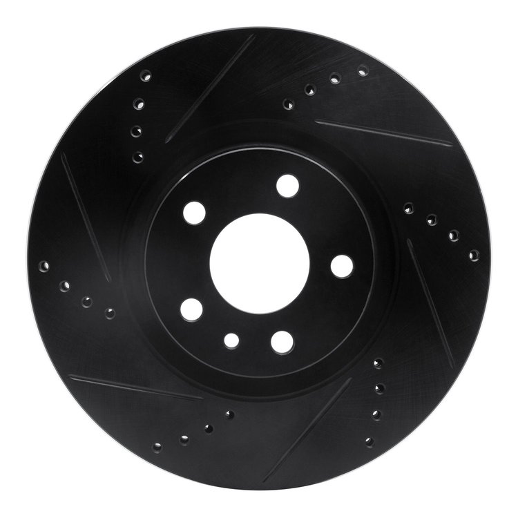 633-16006L Drilled/Slotted Brake Rotor [Black], 1991-2020 Multiple Makes/Models, Position: Front Left