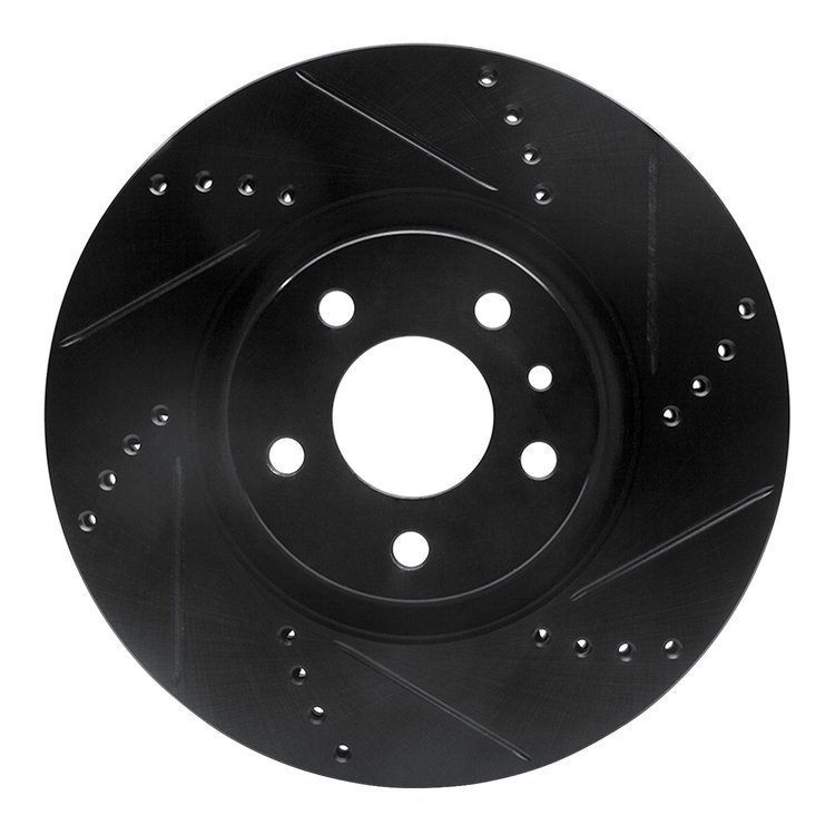 633-16006R Drilled/Slotted Brake Rotor [Black], 1991-2020 Multiple Makes/Models, Position: Front Right