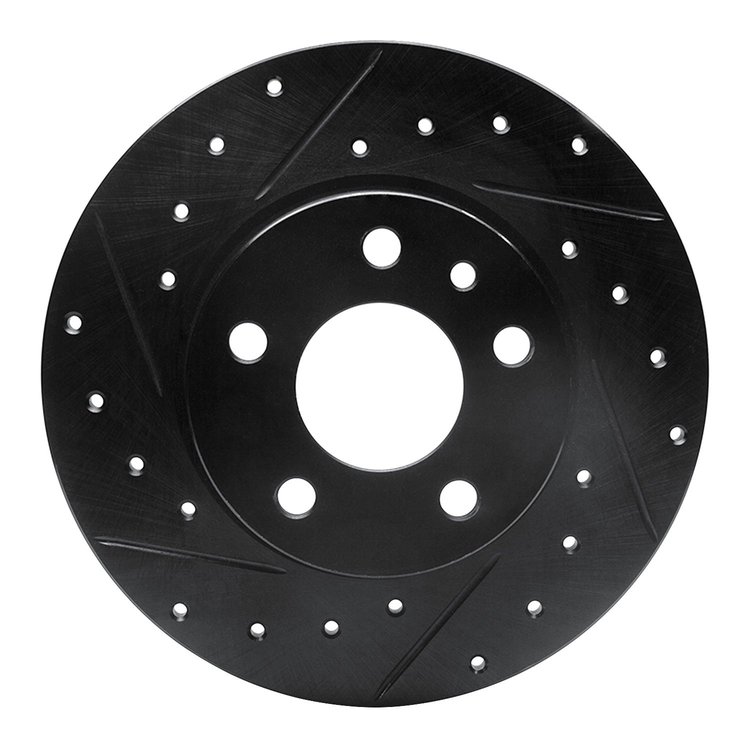633-16007L Drilled/Slotted Brake Rotor [Black], 1991-1995 Alfa Romeo, Position: Rear Left