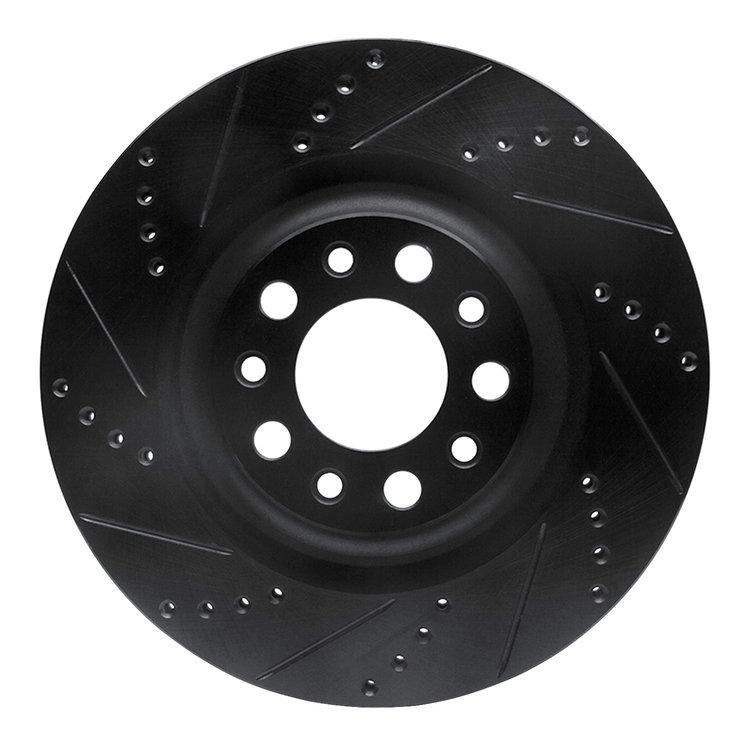 633-16013L Drilled/Slotted Brake Rotor [Black], Fits Select Alfa Romeo, Position: Rear Left