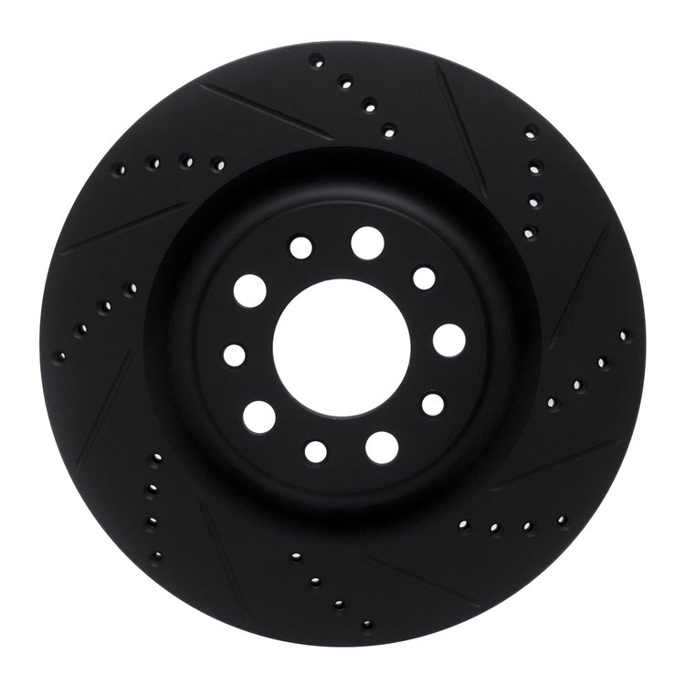 633-16013R Drilled/Slotted Brake Rotor [Black], Fits Select Alfa Romeo, Position: Rear Right