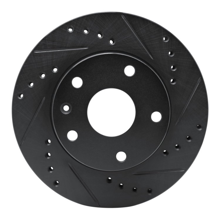 633-18001R Drilled/Slotted Brake Rotor [Black], 1999-2002 GM, Position: Front Right