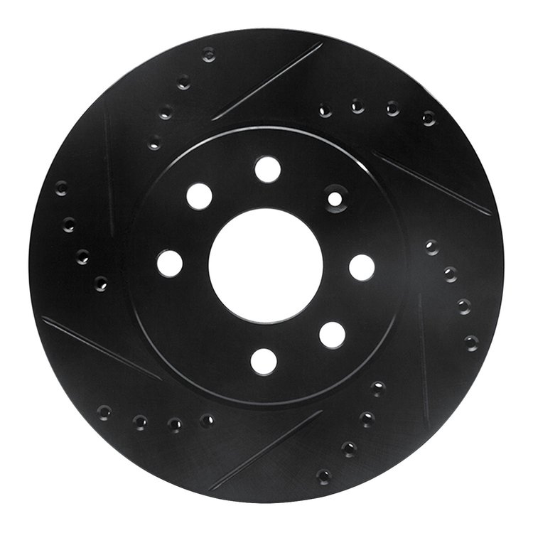 633-18005L Drilled/Slotted Brake Rotor [Black], 2000-2002 GM, Position: Front Left
