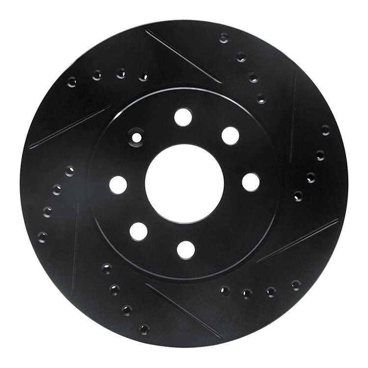 633-18005R Drilled/Slotted Brake Rotor [Black], 2000-2002 GM, Position: Front Right