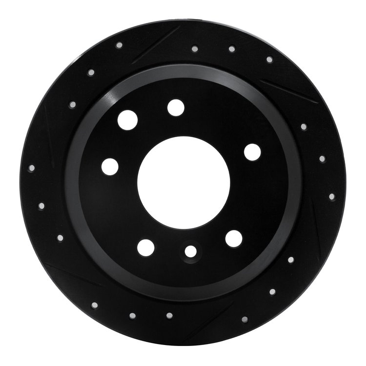 633-20004L Drilled/Slotted Brake Rotor [Black], 1986-1989 Jaguar, Position: Rear Left