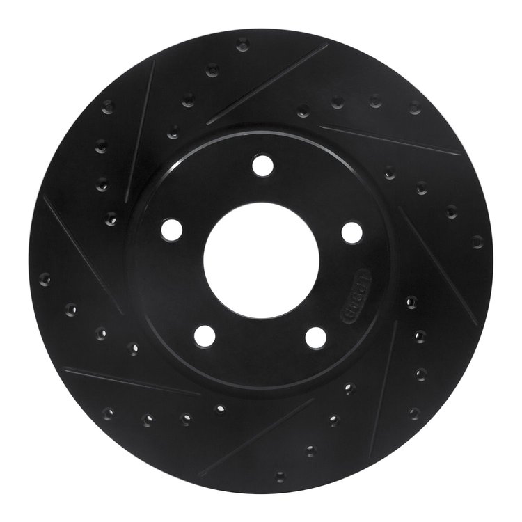633-20010L Drilled/Slotted Brake Rotor [Black], 1997-2003 Jaguar, Position: Front Left