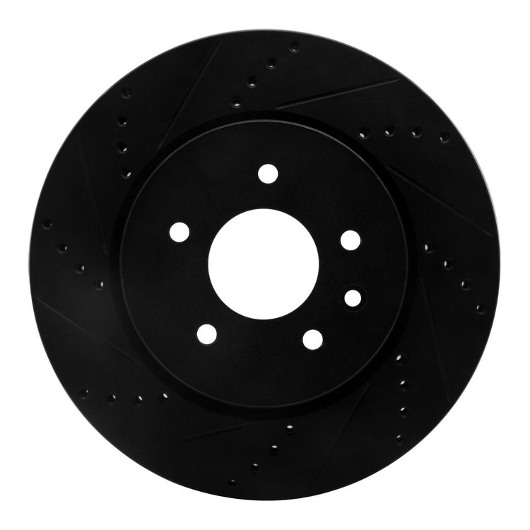 633-20017L Drilled/Slotted Brake Rotor [Black], 2000-2006 Jaguar, Position: Rear Left