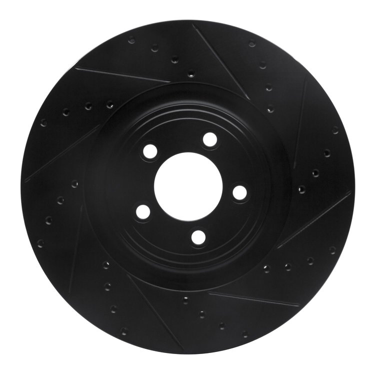 633-20020R Drilled/Slotted Brake Rotor [Black], 2006-2021 Jaguar, Position: Front Right