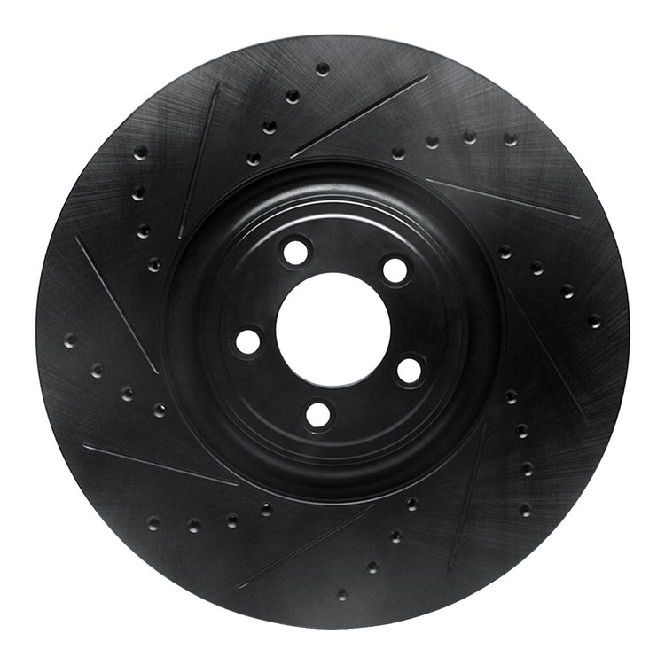 633-20026L Drilled/Slotted Brake Rotor [Black], Fits Select Jaguar, Position: Front Left