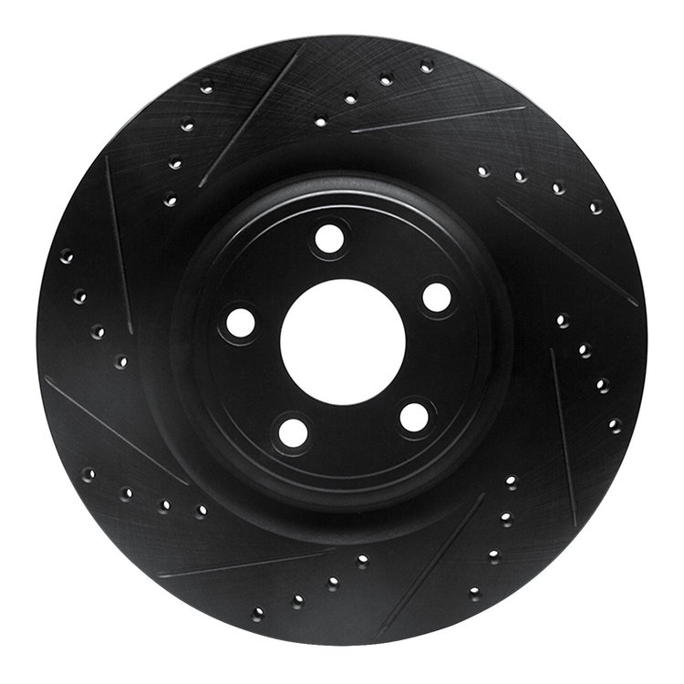 633-20028L Drilled/Slotted Brake Rotor [Black], 2014-2021 Jaguar, Position: Rear Left