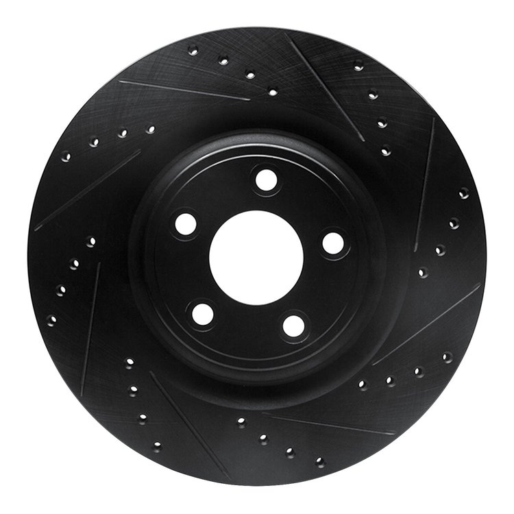 633-20028R Drilled/Slotted Brake Rotor [Black], 2014-2021 Jaguar, Position: Rear Right