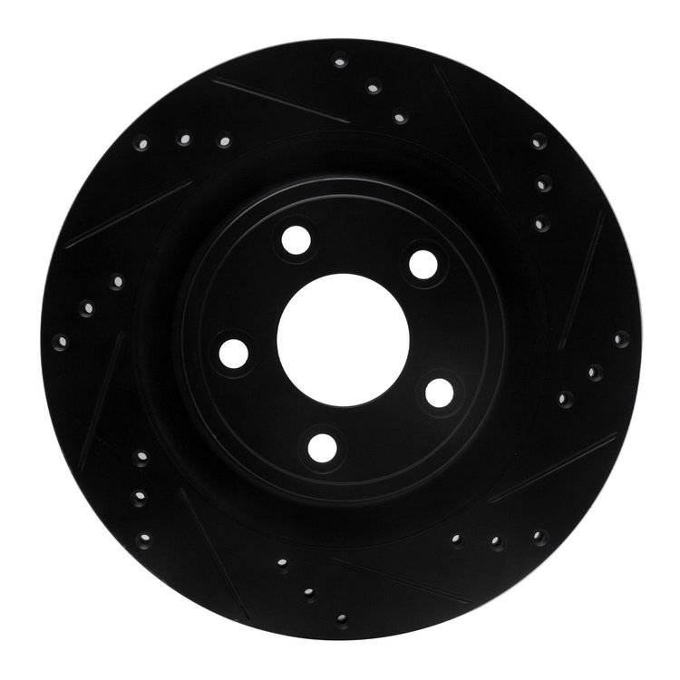 633-20029R Drilled/Slotted Brake Rotor [Black], 2006-2008 Jaguar, Position: Rear Right