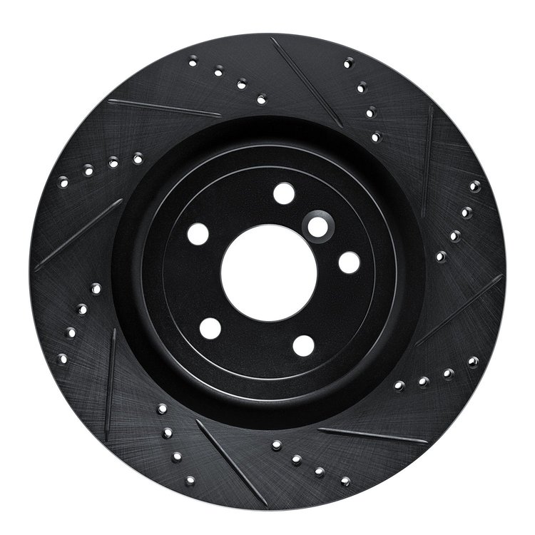 633-20035R Drilled/Slotted Brake Rotor [Black], Fits Select Jaguar, Position: Rear Right