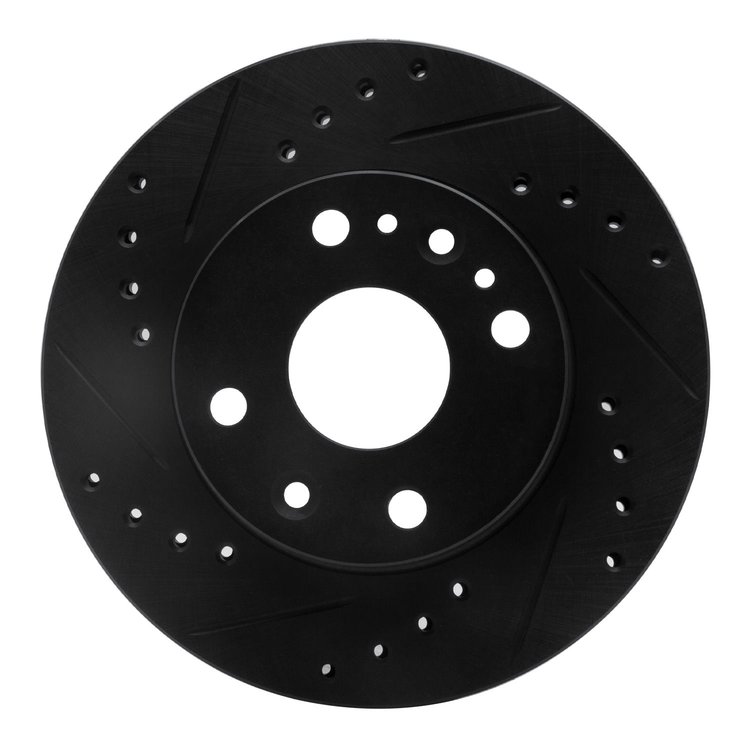 633-21000L Drilled/Slotted Brake Rotor [Black], 1994-2002 Multiple Makes/Models, Position: Front Left