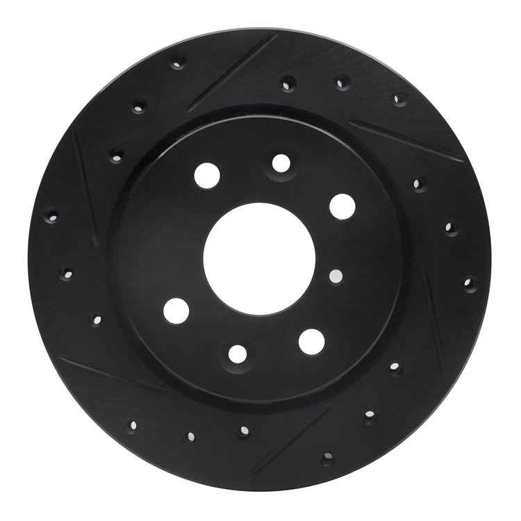 633-21001L Drilled/Slotted Brake Rotor [Black], 1994-2000 Kia/Hyundai/Genesis, Position: Front Left