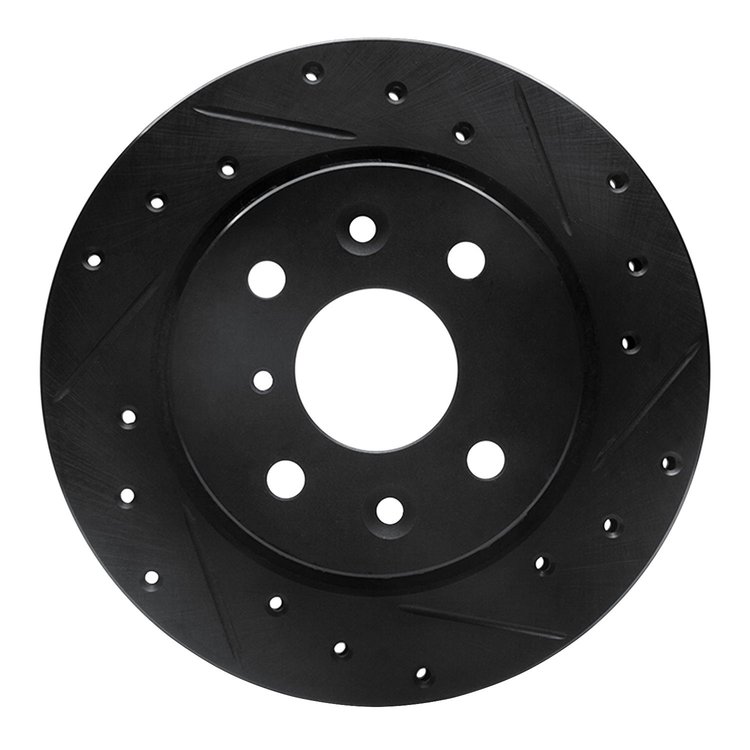 633-21001R Drilled/Slotted Brake Rotor [Black], 1994-2000 Kia/Hyundai/Genesis, Position: Front Right