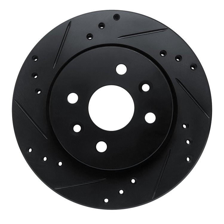 633-21004L Drilled/Slotted Brake Rotor [Black], 2001-2003 Kia/Hyundai/Genesis, Position: Front Left