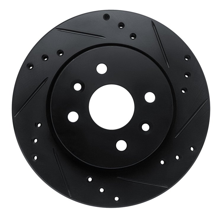 633-21004R Drilled/Slotted Brake Rotor [Black], 2001-2003 Kia/Hyundai/Genesis, Position: Front Right