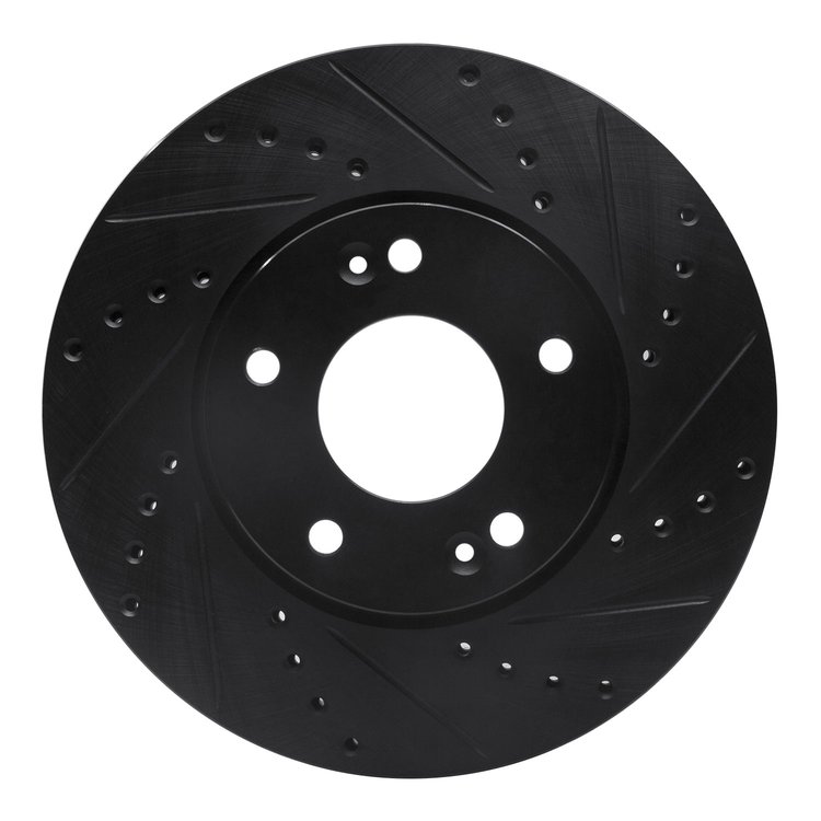 633-21009R Drilled/Slotted Brake Rotor [Black], 2007-2010 Kia/Hyundai/Genesis, Position: Front Right