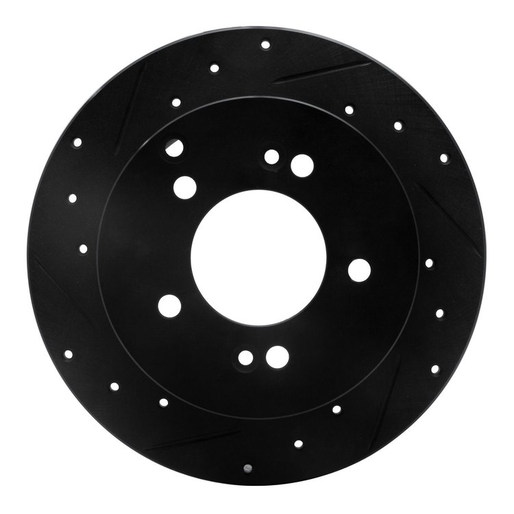 633-21010L Drilled/Slotted Brake Rotor [Black], 2007-2012 Kia/Hyundai/Genesis, Position: Rear Left