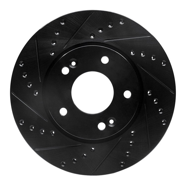 633-21011L Drilled/Slotted Brake Rotor [Black], 2010-2013 Kia/Hyundai/Genesis, Position: Front Left