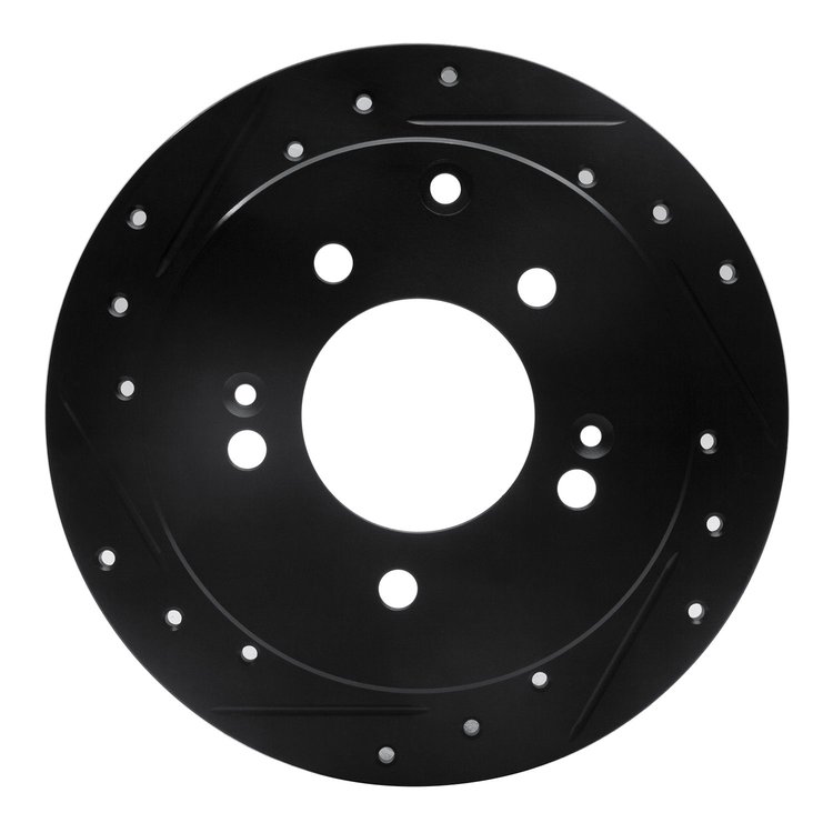 633-21013L Drilled/Slotted Brake Rotor [Black], 2010-2013 Kia/Hyundai/Genesis, Position: Rear Left