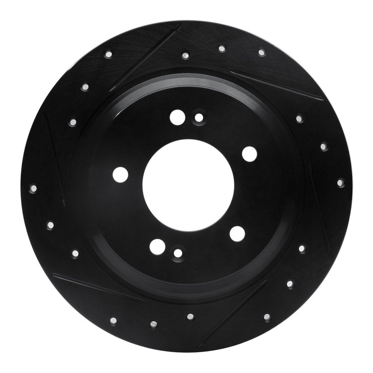 633-21014L Drilled/Slotted Brake Rotor [Black], Fits Select Kia/Hyundai/Genesis, Position: Rear Left