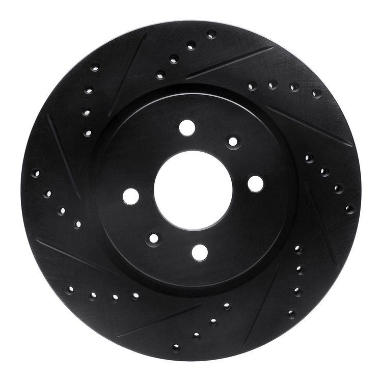 633-21015L Drilled/Slotted Brake Rotor [Black], Fits Select Kia/Hyundai/Genesis, Position: Front Left