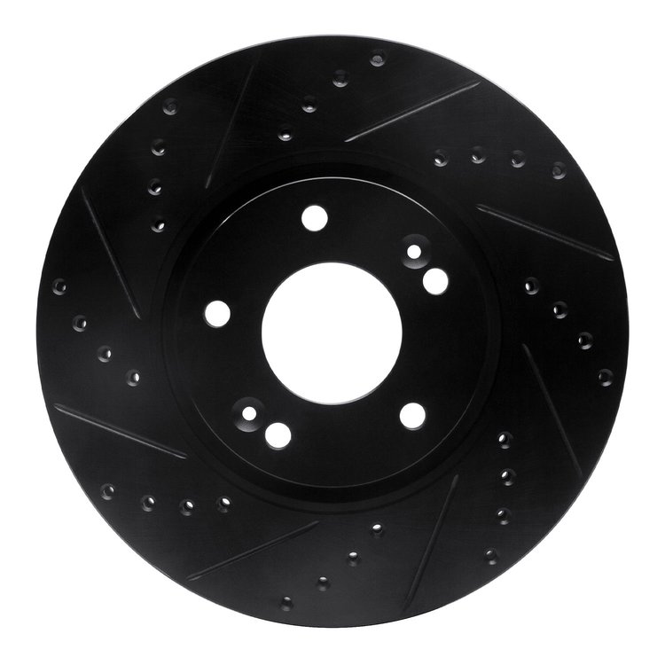 633-21016L Drilled/Slotted Brake Rotor [Black], 2015-2019 Kia/Hyundai/Genesis, Position: Front Left