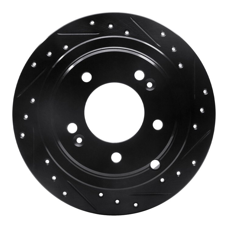633-21017R Drilled/Slotted Brake Rotor [Black], 2004-2006 Kia/Hyundai/Genesis, Position: Rear Right