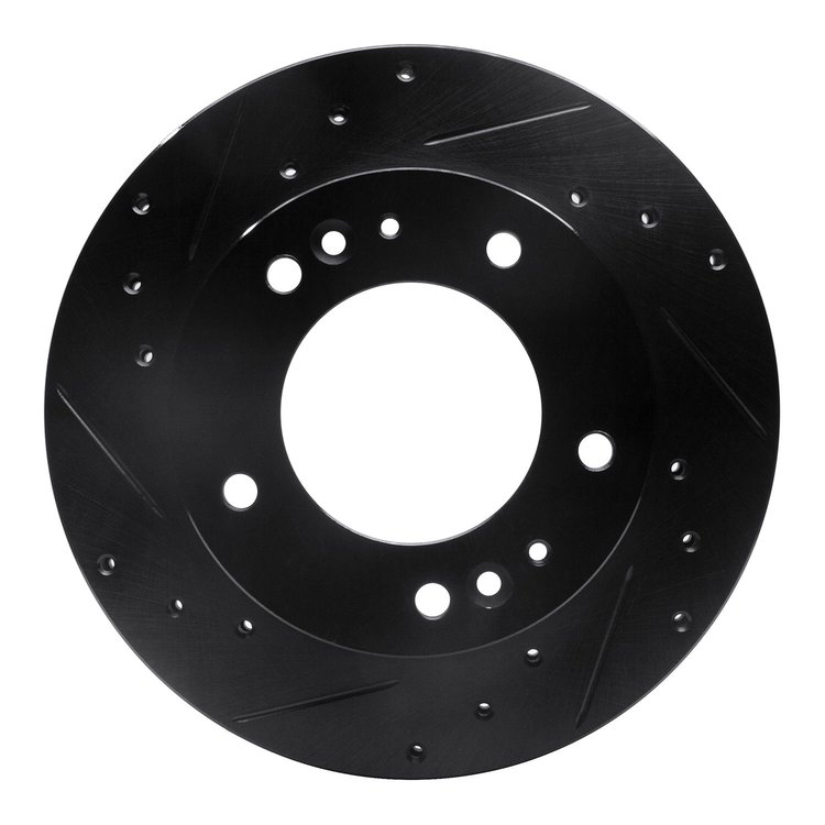 633-21018L Drilled/Slotted Brake Rotor [Black], 1995-2002 Kia/Hyundai/Genesis, Position: Front Left