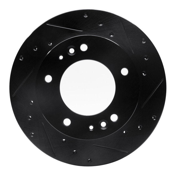 633-21018R Drilled/Slotted Brake Rotor [Black], 1995-2002 Kia/Hyundai/Genesis, Position: Front Right