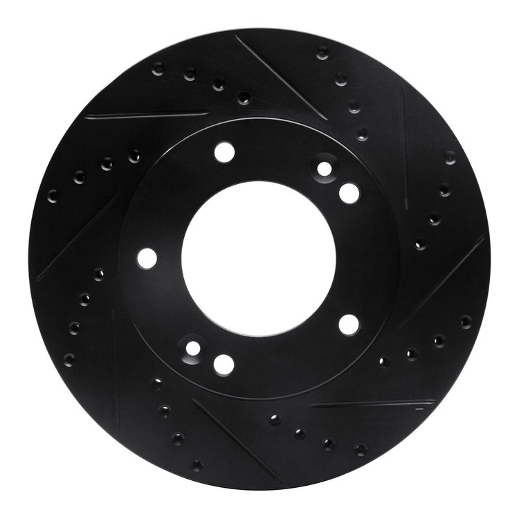 633-21020R Drilled/Slotted Brake Rotor [Black], 2003-2006 Kia/Hyundai/Genesis, Position: Front Right