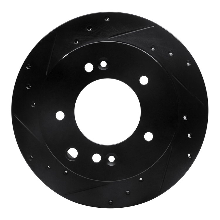 633-21021L Drilled/Slotted Brake Rotor [Black], 2003-2006 Kia/Hyundai/Genesis, Position: Rear Left
