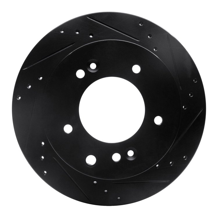 633-21021R Drilled/Slotted Brake Rotor [Black], 2003-2006 Kia/Hyundai/Genesis, Position: Rear Right