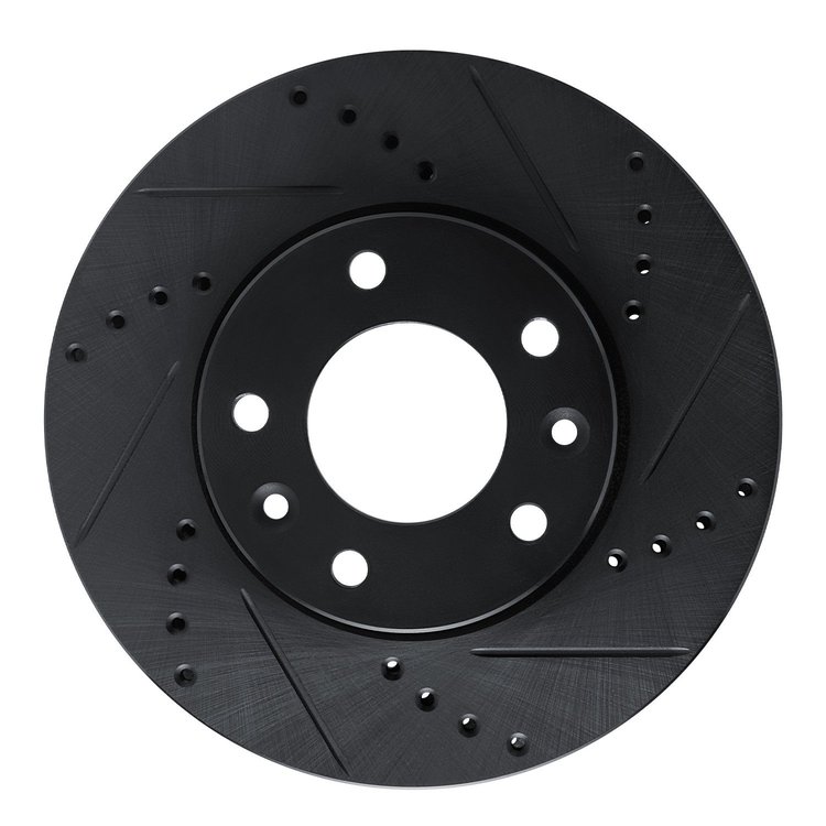 633-21022R Drilled/Slotted Brake Rotor [Black], 2003-2005 Kia/Hyundai/Genesis, Position: Front Right